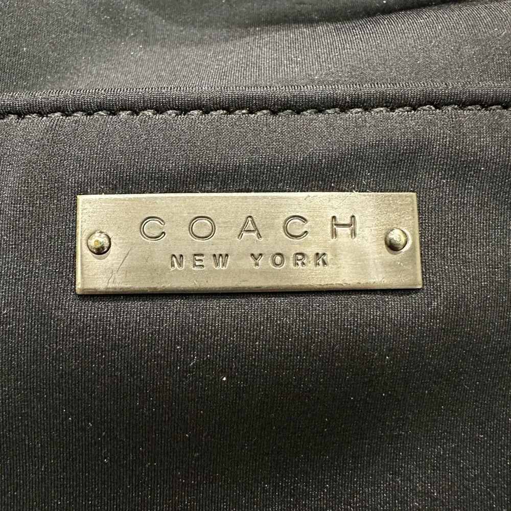Vintage Coach Black Nylon Shoulder Bag Leather Trim Made in Costa Rica